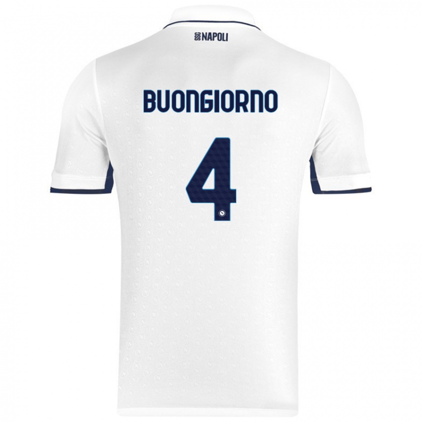 Kinder Alessandro Buongiorno #4 Weiß Königsblau Auswärtstrikot Trikot 2024/25 T-Shirt