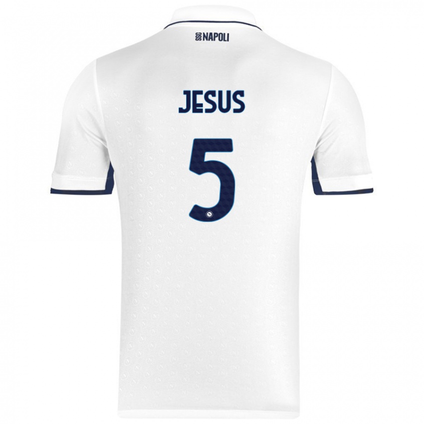 Kinder Juan Jesus #5 Weiß Königsblau Auswärtstrikot Trikot 2024/25 T-Shirt