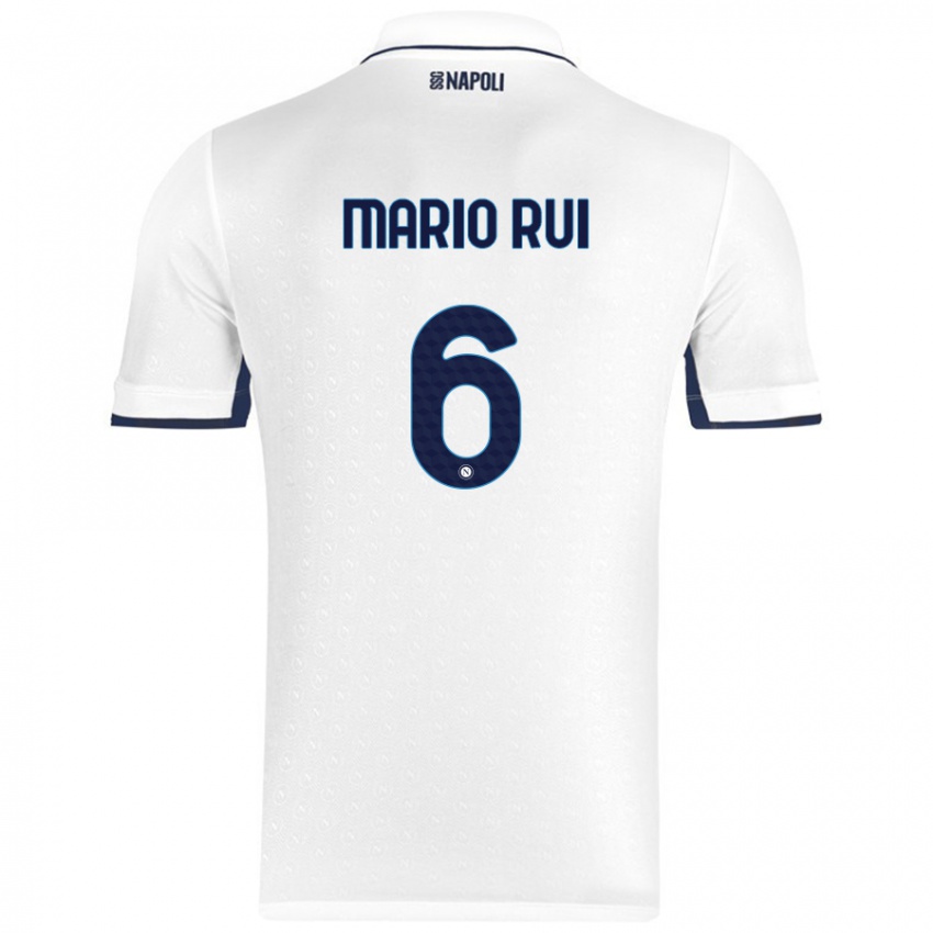 Kinder Mario Rui #6 Weiß Königsblau Auswärtstrikot Trikot 2024/25 T-Shirt