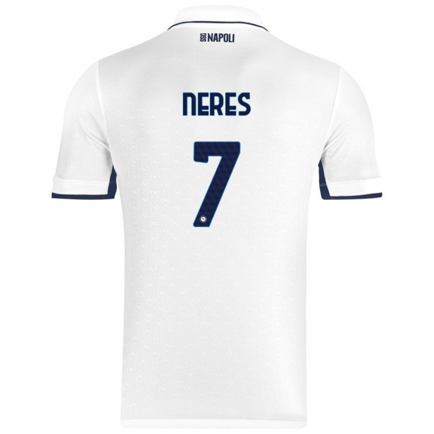 Kinder David Neres #7 Weiß Königsblau Auswärtstrikot Trikot 2024/25 T-Shirt