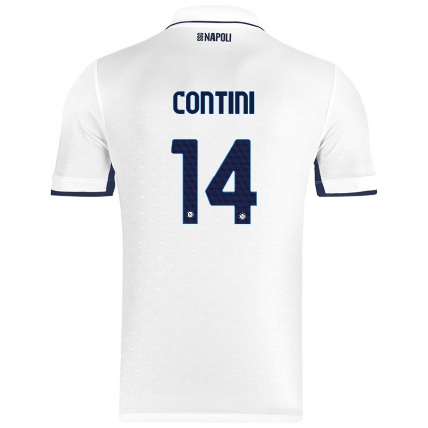 Kinder Nikita Contini #14 Weiß Königsblau Auswärtstrikot Trikot 2024/25 T-Shirt