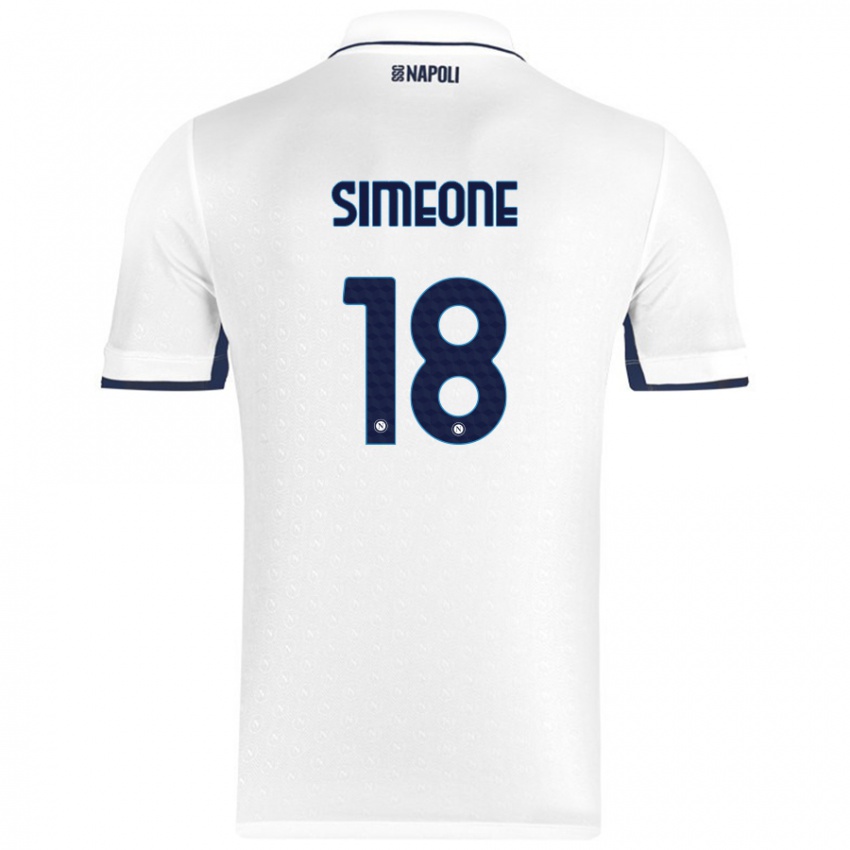 Kinder Giovanni Simeone #18 Weiß Königsblau Auswärtstrikot Trikot 2024/25 T-Shirt