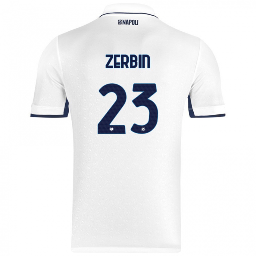 Kinder Alessio Zerbin #23 Weiß Königsblau Auswärtstrikot Trikot 2024/25 T-Shirt