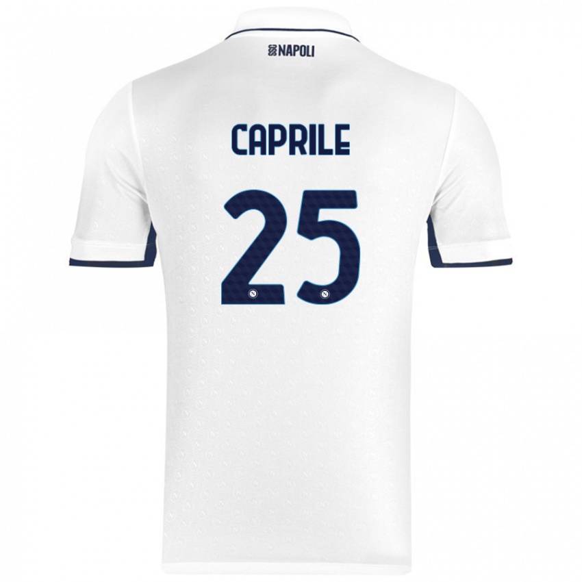 Kinder Elia Caprile #25 Weiß Königsblau Auswärtstrikot Trikot 2024/25 T-Shirt