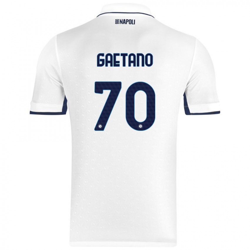 Kinder Gianluca Gaetano #70 Weiß Königsblau Auswärtstrikot Trikot 2024/25 T-Shirt