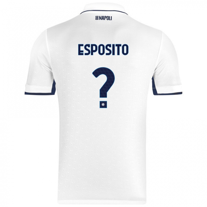 Kinder Mattia Esposito #0 Weiß Königsblau Auswärtstrikot Trikot 2024/25 T-Shirt