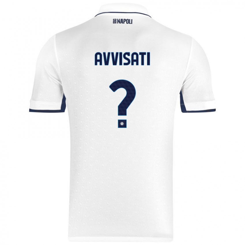 Kinder Domenico Avvisati #0 Weiß Königsblau Auswärtstrikot Trikot 2024/25 T-Shirt