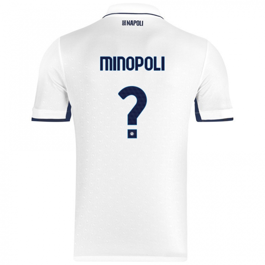 Kinder Francesco Minopoli #0 Weiß Königsblau Auswärtstrikot Trikot 2024/25 T-Shirt