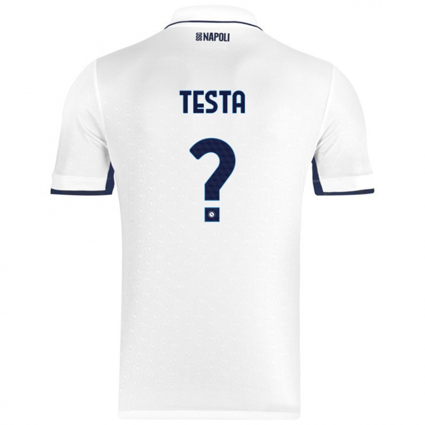 Kinder Vincenzo Testa #0 Weiß Königsblau Auswärtstrikot Trikot 2024/25 T-Shirt