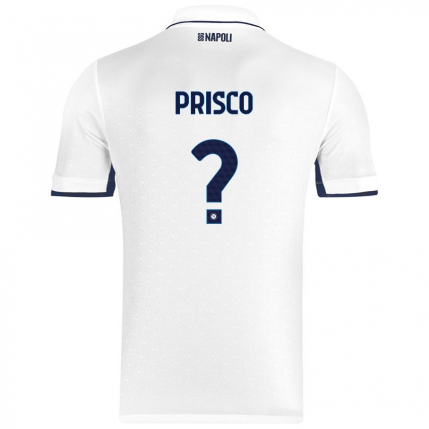 Kinder Vincenzo Prisco #0 Weiß Königsblau Auswärtstrikot Trikot 2024/25 T-Shirt