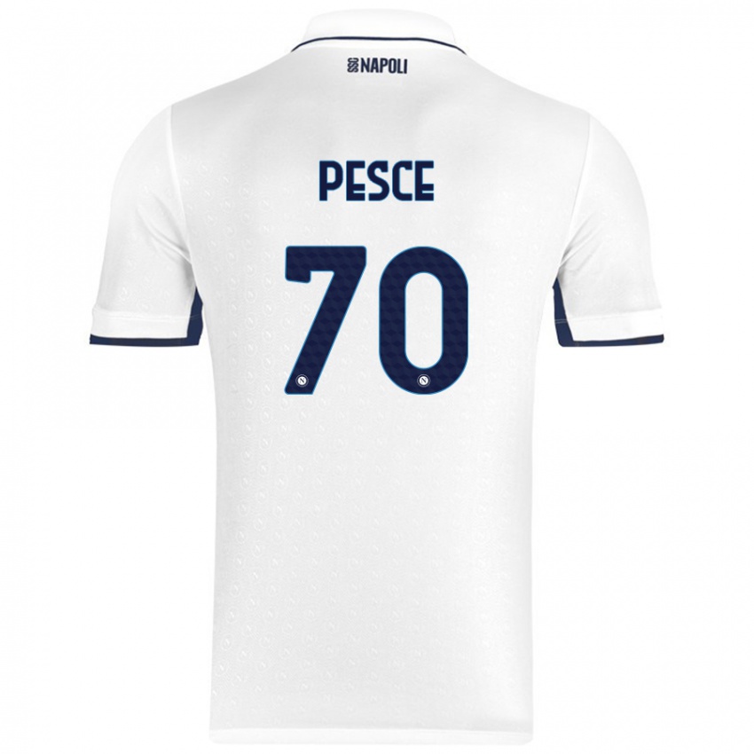 Kinder Antonio Pesce #70 Weiß Königsblau Auswärtstrikot Trikot 2024/25 T-Shirt