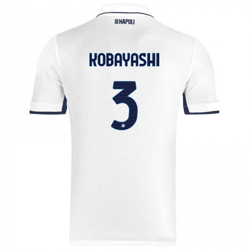 Kinder Miharu Kobayashi #3 Weiß Königsblau Auswärtstrikot Trikot 2024/25 T-Shirt