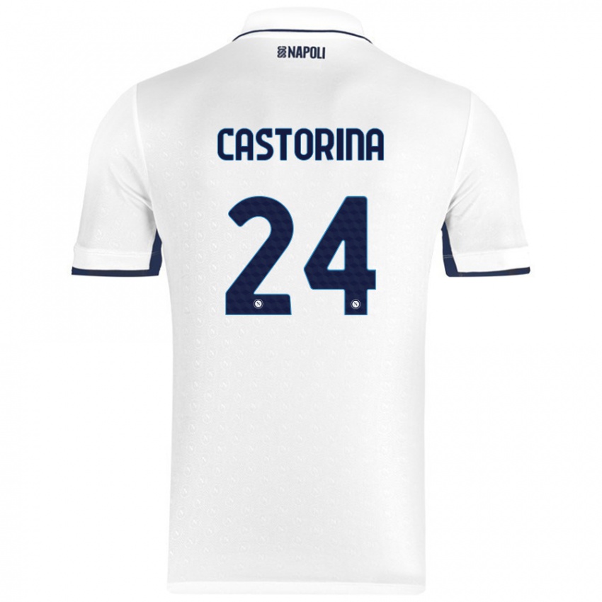 Kinder Alessandro Castorina #24 Weiß Königsblau Auswärtstrikot Trikot 2024/25 T-Shirt