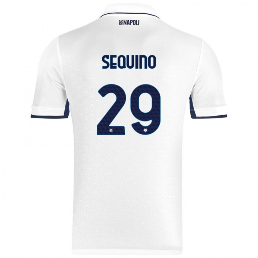 Kinder Giovanni Sequino #29 Weiß Königsblau Auswärtstrikot Trikot 2024/25 T-Shirt