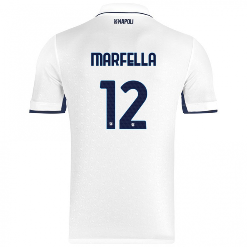 Kinder Davide Marfella #12 Weiß Königsblau Auswärtstrikot Trikot 2024/25 T-Shirt