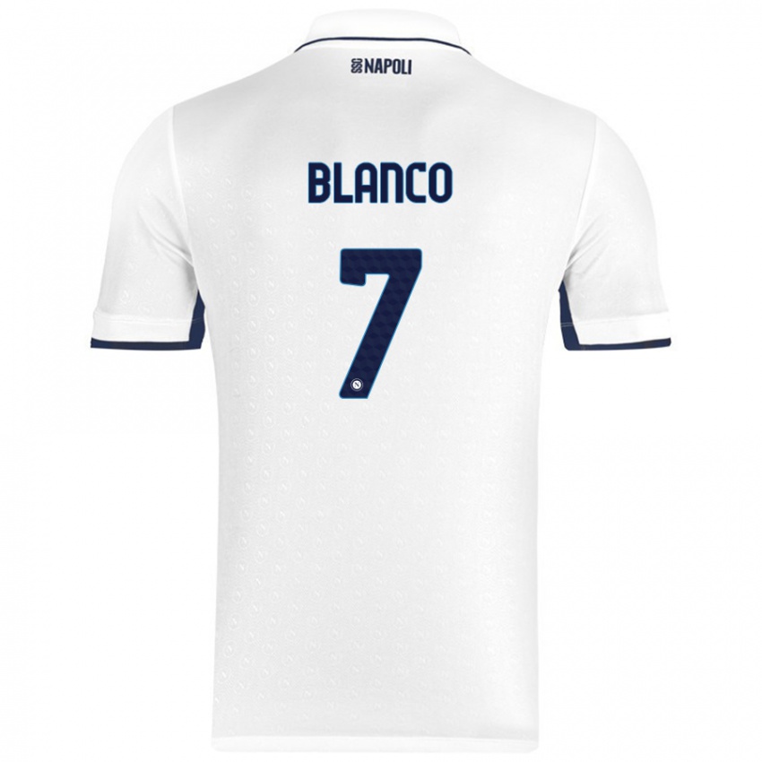 Kinder Gimena Blanco #7 Weiß Königsblau Auswärtstrikot Trikot 2024/25 T-Shirt