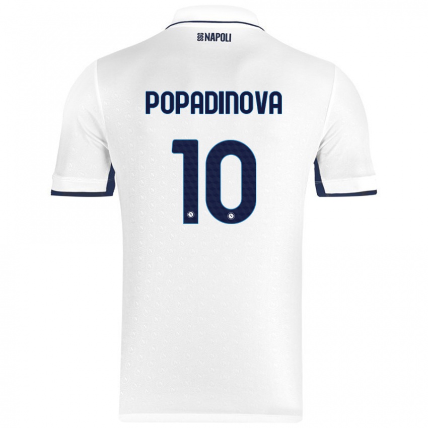 Kinder Evdokiya Popadinova #10 Weiß Königsblau Auswärtstrikot Trikot 2024/25 T-Shirt