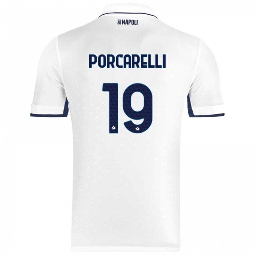 Kinder Maddelena Porcarelli #19 Weiß Königsblau Auswärtstrikot Trikot 2024/25 T-Shirt