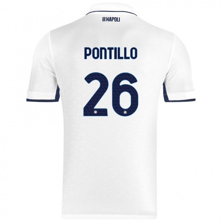 Kinder Pasquale Pontillo #26 Weiß Königsblau Auswärtstrikot Trikot 2024/25 T-Shirt