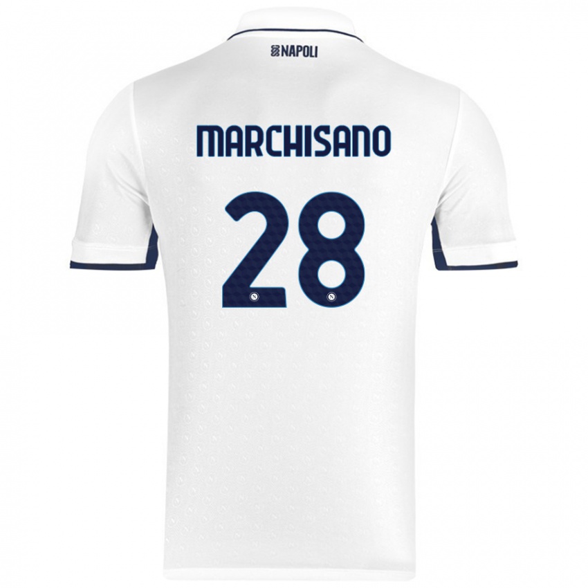 Kinder Matteo Marchisano #28 Weiß Königsblau Auswärtstrikot Trikot 2024/25 T-Shirt