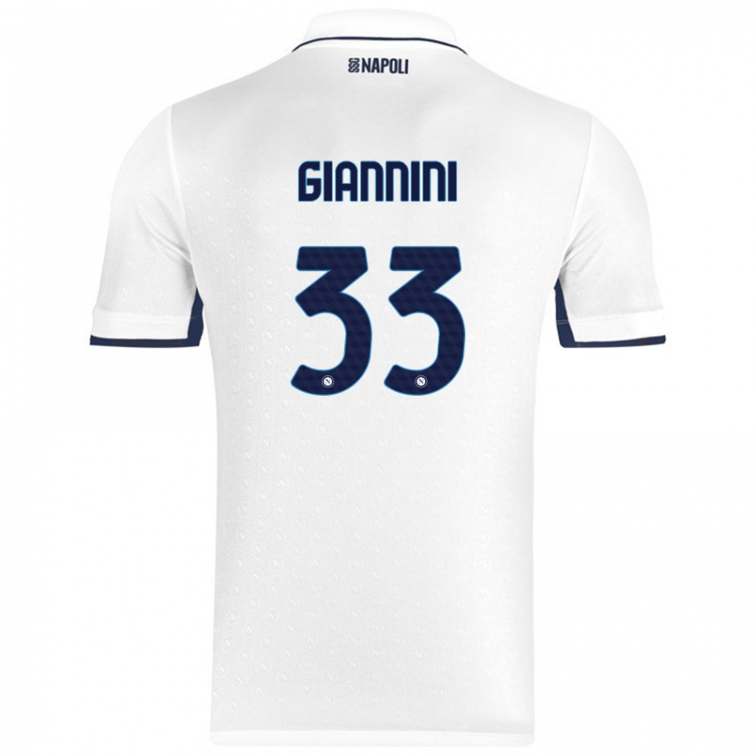 Kinder Enrico Giannini #33 Weiß Königsblau Auswärtstrikot Trikot 2024/25 T-Shirt