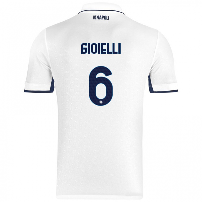 Kinder Francesco Pio Gioielli #6 Weiß Königsblau Auswärtstrikot Trikot 2024/25 T-Shirt