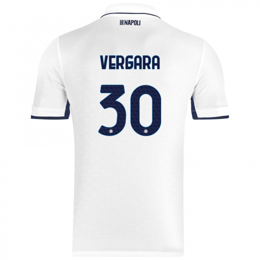 Kinder Antonio Vergara #30 Weiß Königsblau Auswärtstrikot Trikot 2024/25 T-Shirt