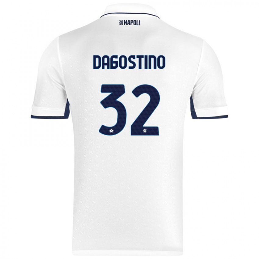 Kinder Giuseppe Dagostino #32 Weiß Königsblau Auswärtstrikot Trikot 2024/25 T-Shirt