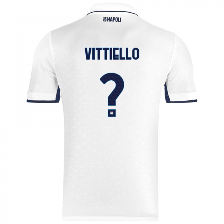 Kinder Antonio Vittiello #0 Weiß Königsblau Auswärtstrikot Trikot 2024/25 T-Shirt