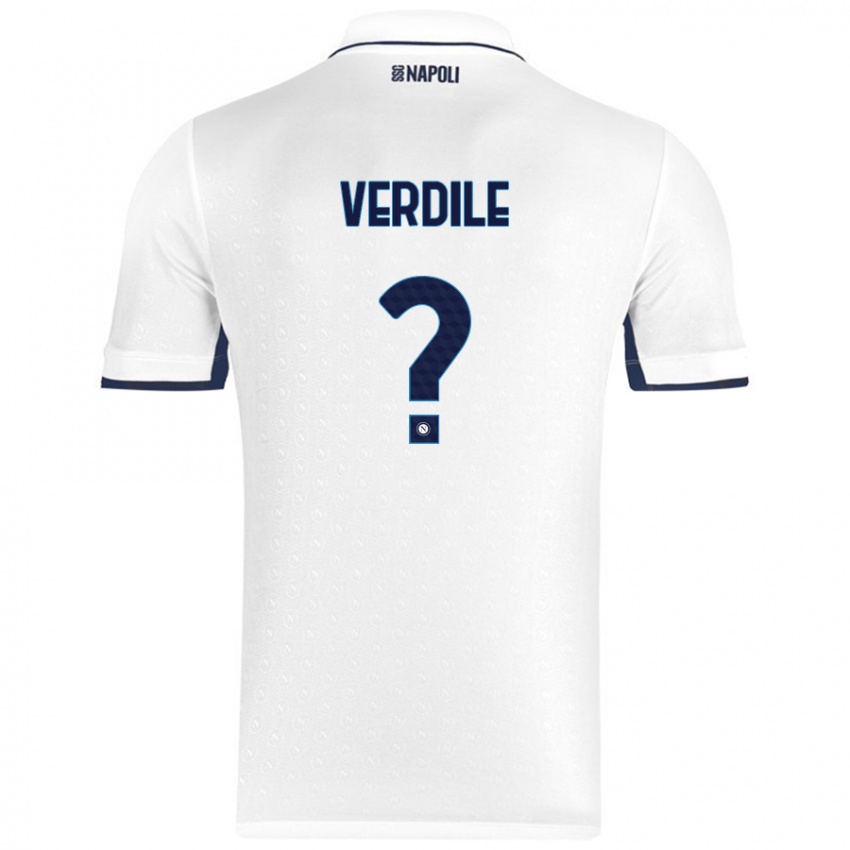 Kinder Domenico Verdile #0 Weiß Königsblau Auswärtstrikot Trikot 2024/25 T-Shirt