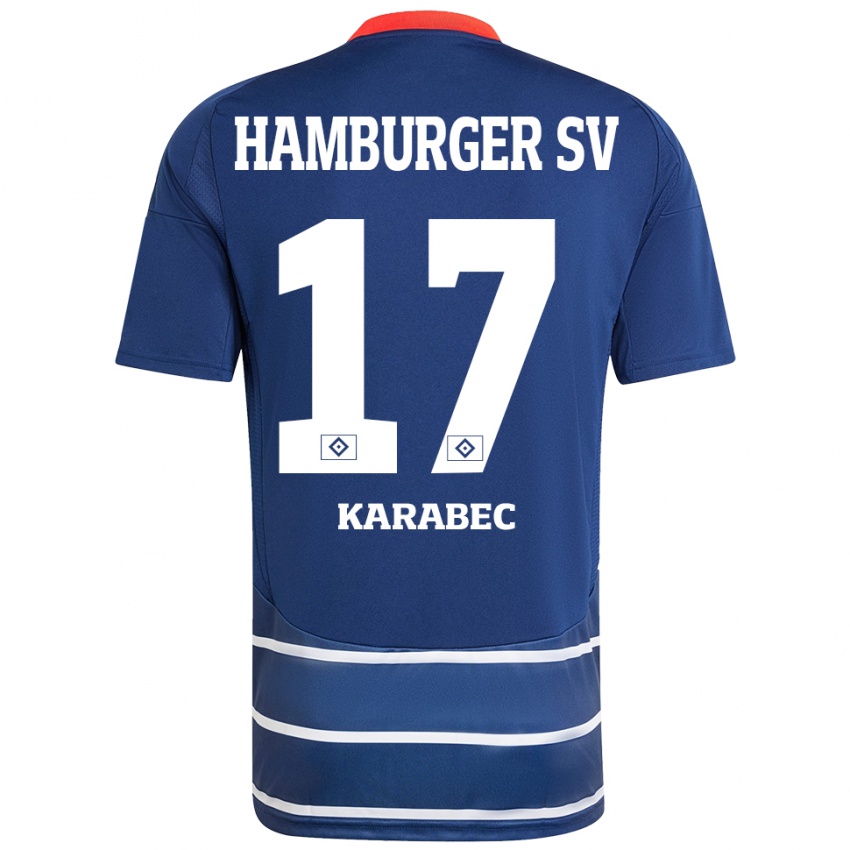 Kinder Adam Karabec #17 Dunkelblau Auswärtstrikot Trikot 2024/25 T-Shirt