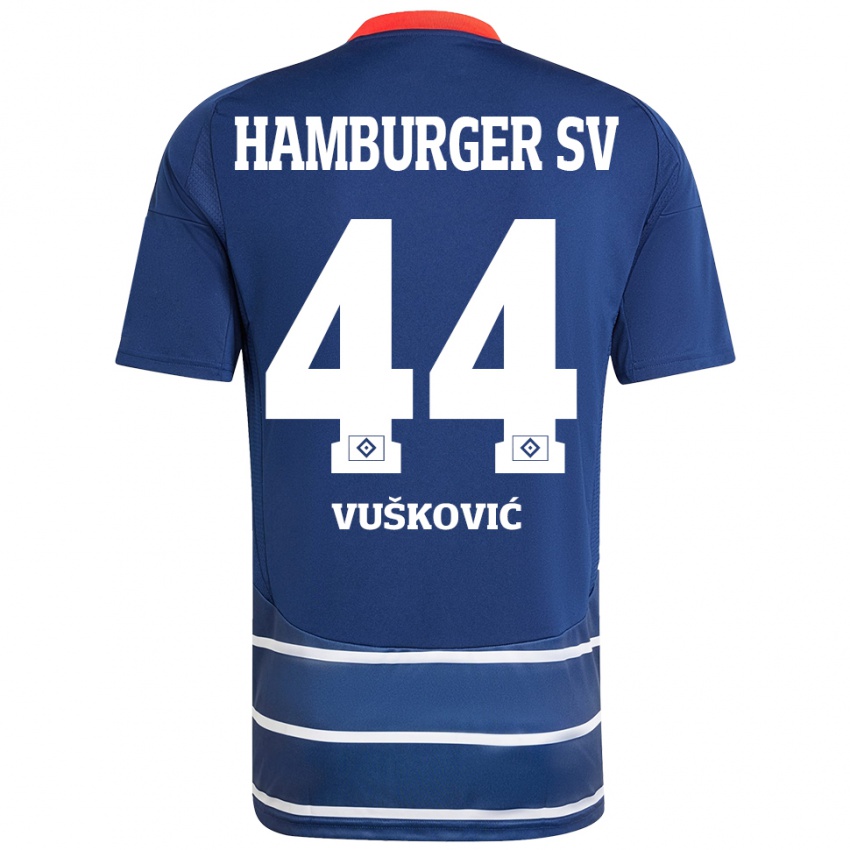 Kinder Mario Vuskovic #44 Dunkelblau Auswärtstrikot Trikot 2024/25 T-Shirt