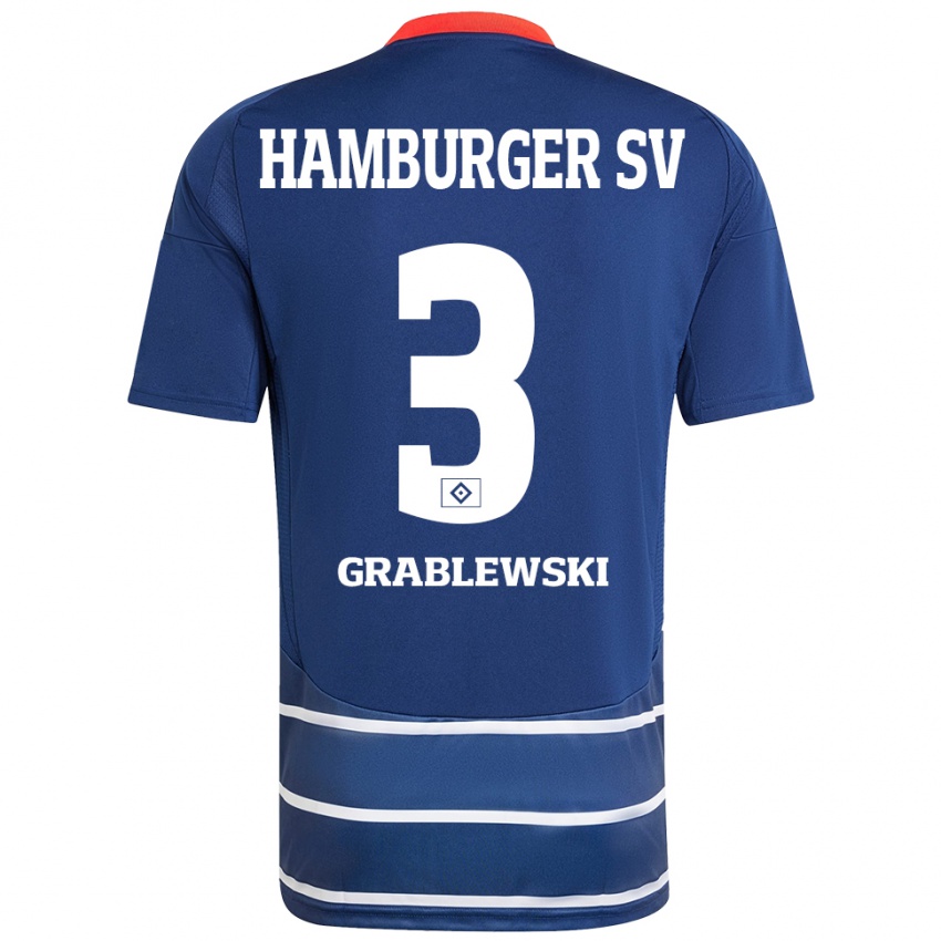 Kinder Max Grablewski #3 Dunkelblau Auswärtstrikot Trikot 2024/25 T-Shirt