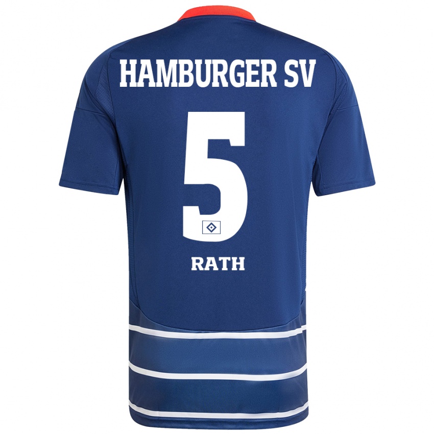 Kinder Davis Rath #5 Dunkelblau Auswärtstrikot Trikot 2024/25 T-Shirt