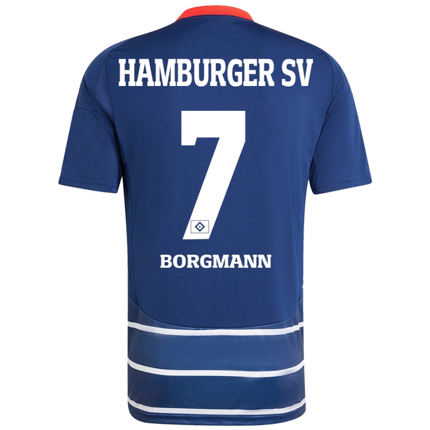 Kinder Marcus Borgmann #7 Dunkelblau Auswärtstrikot Trikot 2024/25 T-Shirt