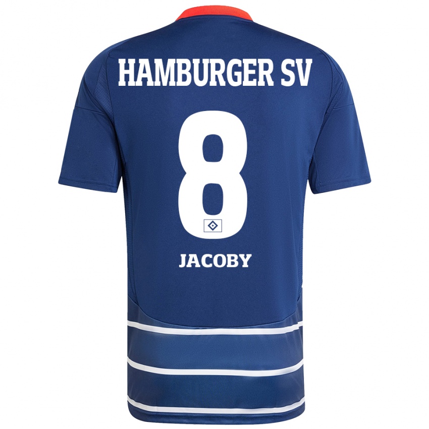 Kinder Leandro Jacoby #8 Dunkelblau Auswärtstrikot Trikot 2024/25 T-Shirt