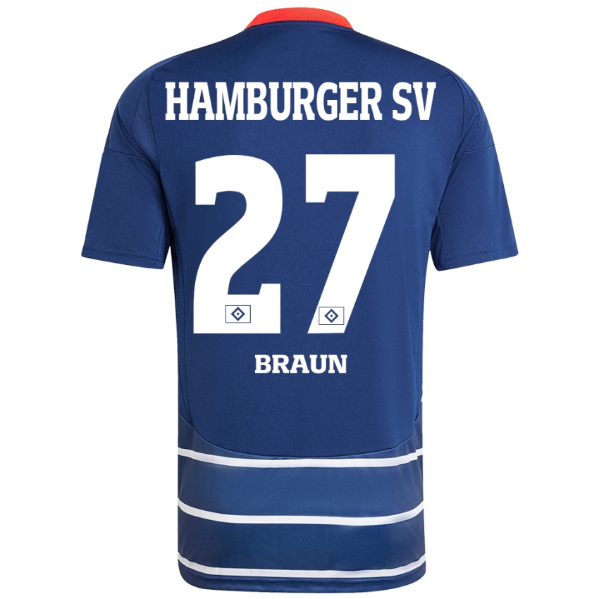 Kinder Elias Braun #27 Dunkelblau Auswärtstrikot Trikot 2024/25 T-Shirt