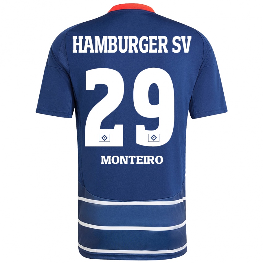 Kinder Alfa Monteiro #29 Dunkelblau Auswärtstrikot Trikot 2024/25 T-Shirt