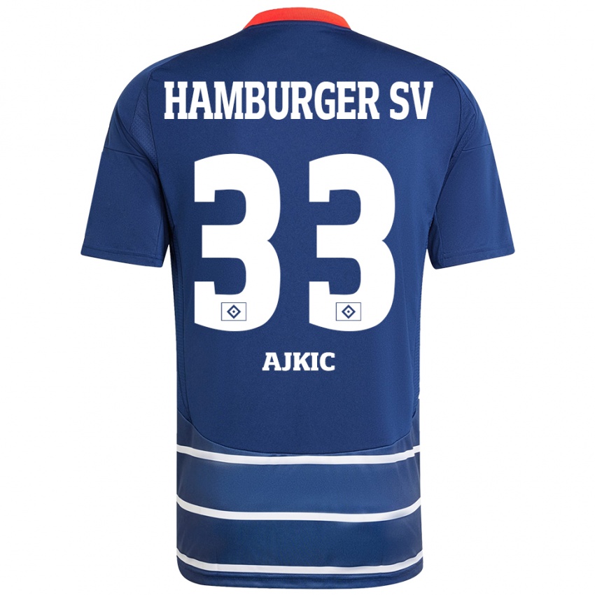 Kinder Selim Ajkic #33 Dunkelblau Auswärtstrikot Trikot 2024/25 T-Shirt