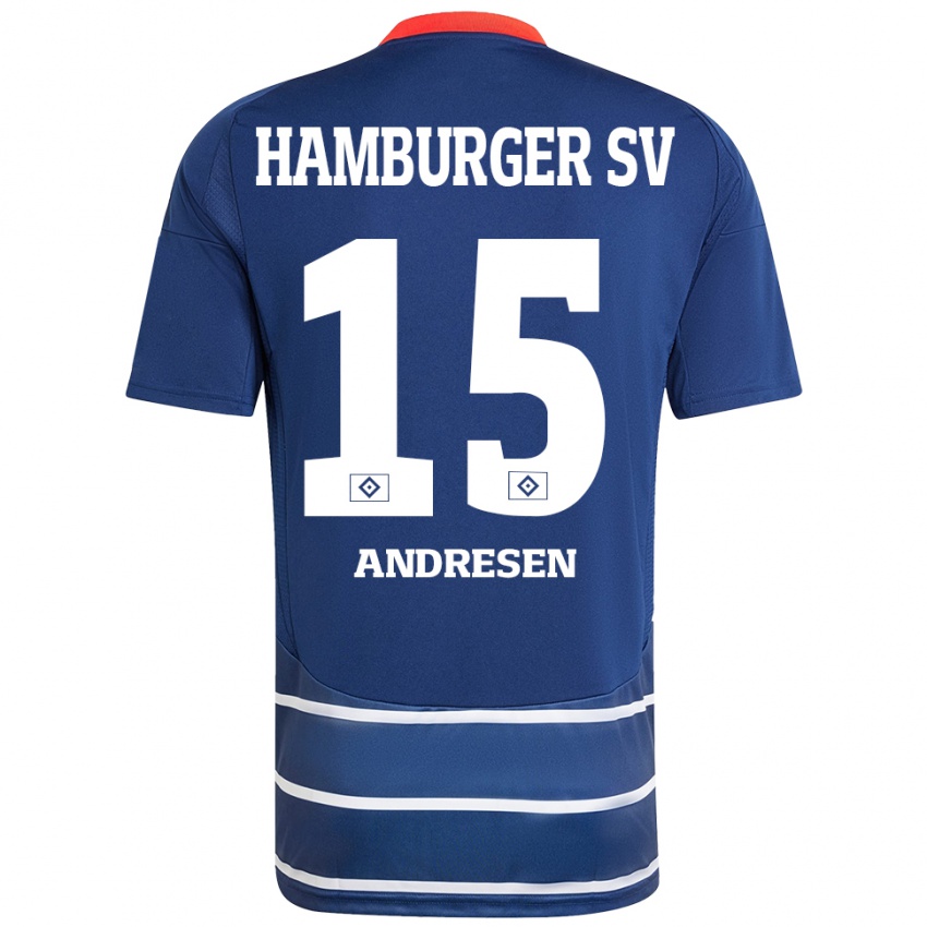 Kinder Bent Andresen #15 Dunkelblau Auswärtstrikot Trikot 2024/25 T-Shirt