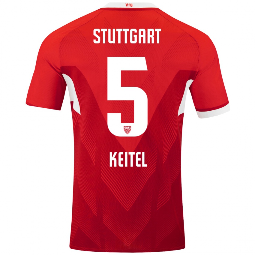 Kinder Yannik Keitel #5 Rot Weiß Auswärtstrikot Trikot 2024/25 T-Shirt