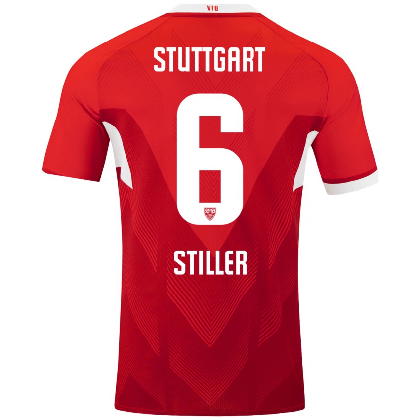 Kinder Angelo Stiller #6 Rot Weiß Auswärtstrikot Trikot 2024/25 T-Shirt