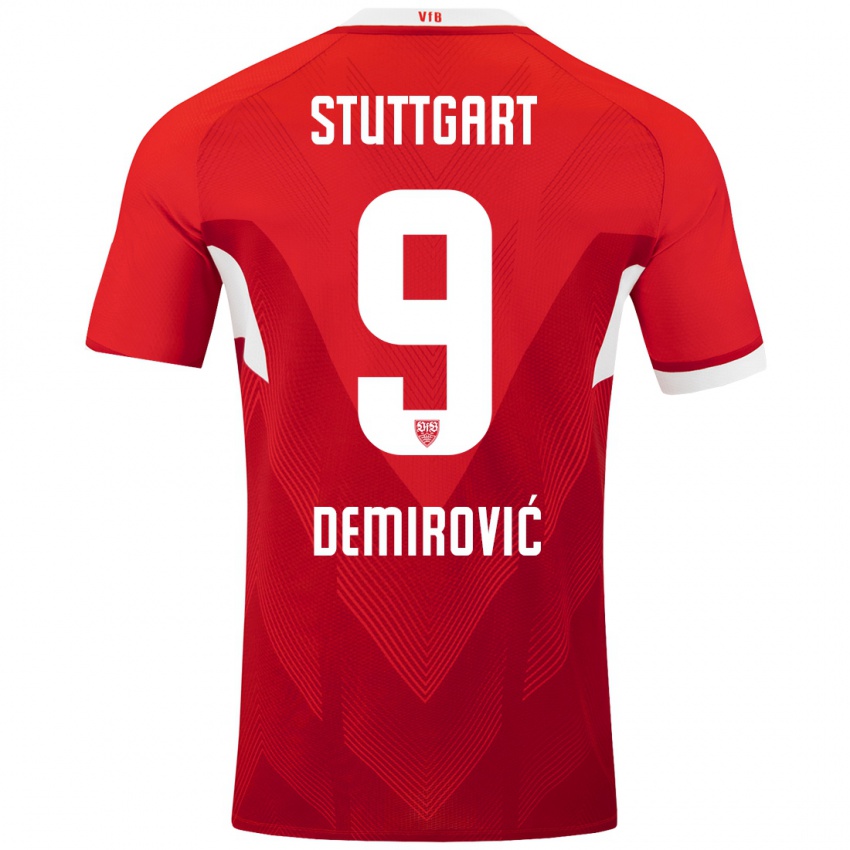 Kinder Ermedin Demirovic #9 Rot Weiß Auswärtstrikot Trikot 2024/25 T-Shirt