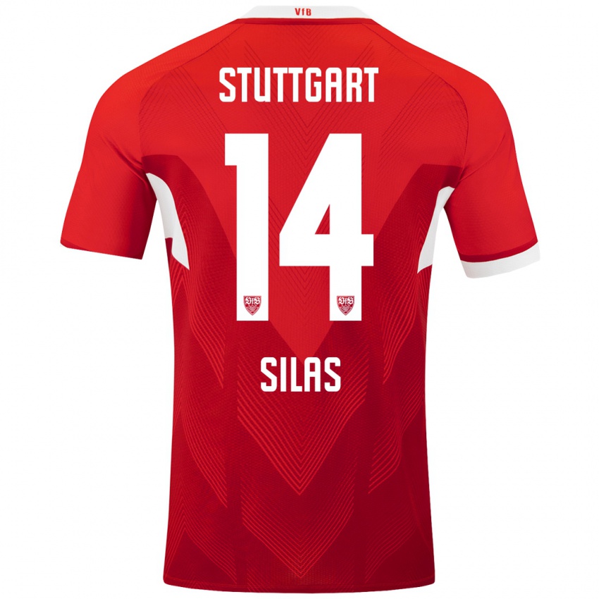 Kinder Silas #14 Rot Weiß Auswärtstrikot Trikot 2024/25 T-Shirt