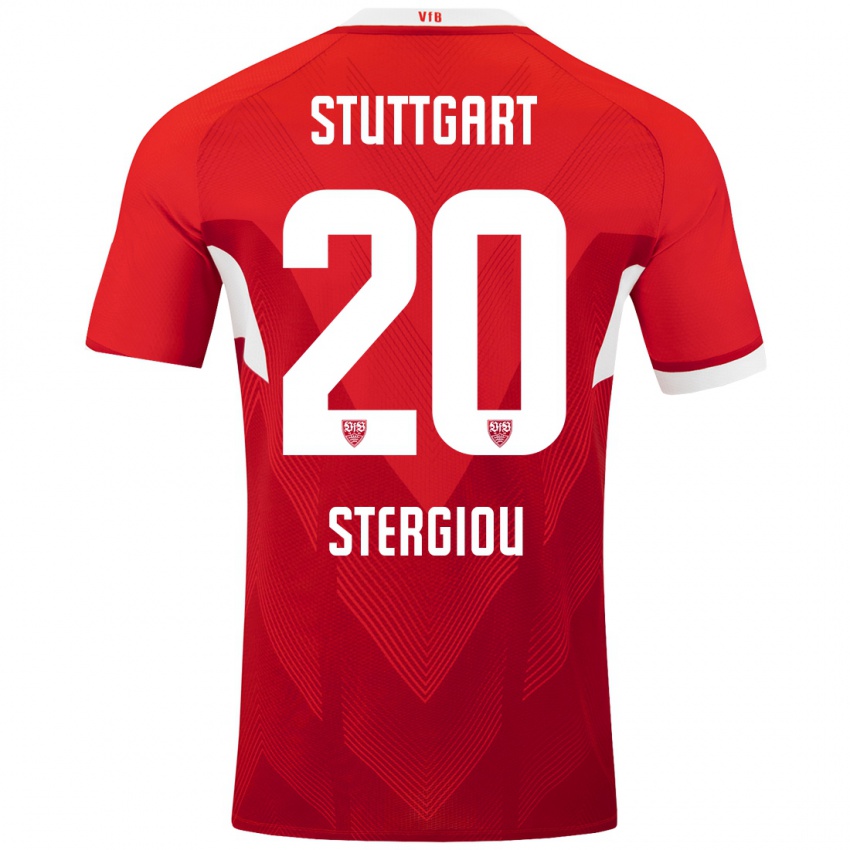 Kinder Leonidas Stergiou #20 Rot Weiß Auswärtstrikot Trikot 2024/25 T-Shirt