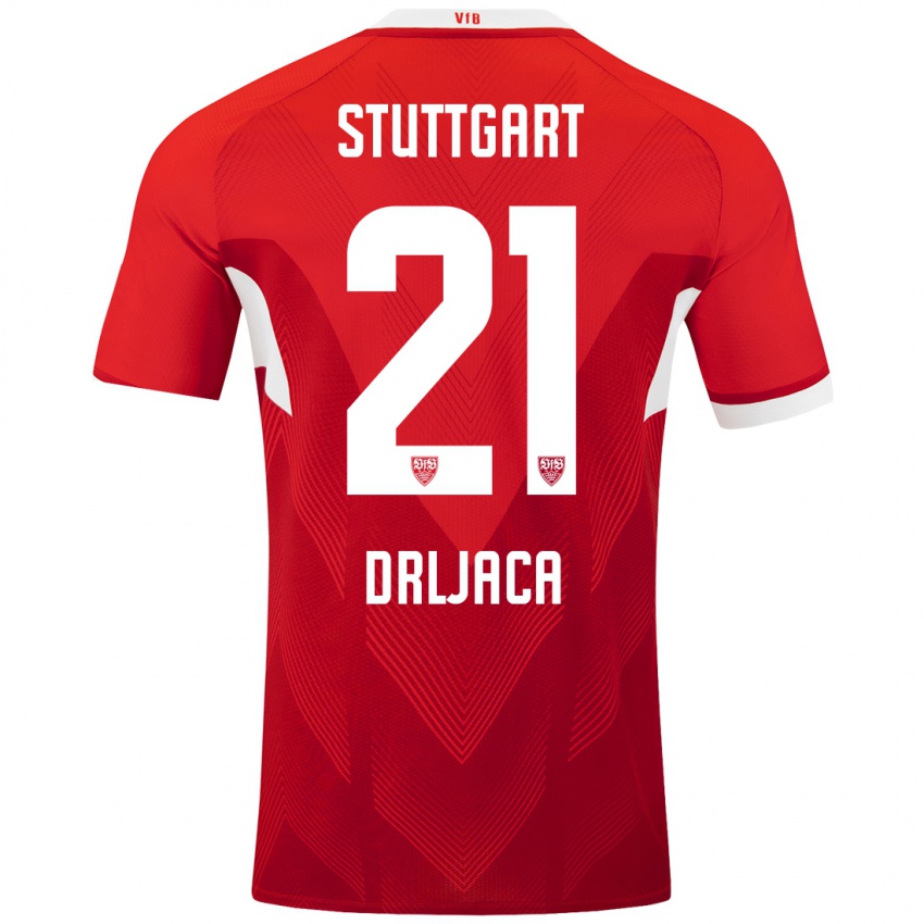 Kinder Stefan Drljaca #21 Rot Weiß Auswärtstrikot Trikot 2024/25 T-Shirt