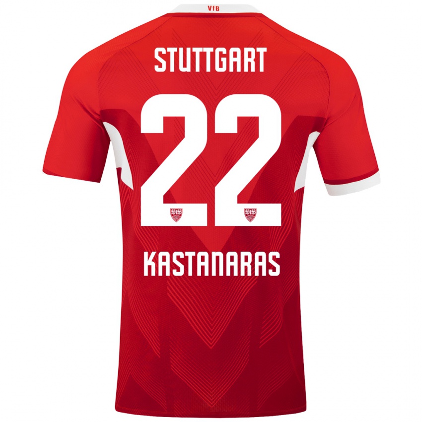 Kinder Thomas Kastanaras #22 Rot Weiß Auswärtstrikot Trikot 2024/25 T-Shirt