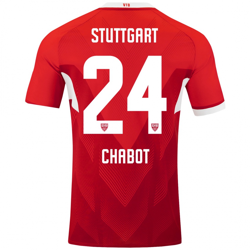 Kinder Jeff Chabot #24 Rot Weiß Auswärtstrikot Trikot 2024/25 T-Shirt