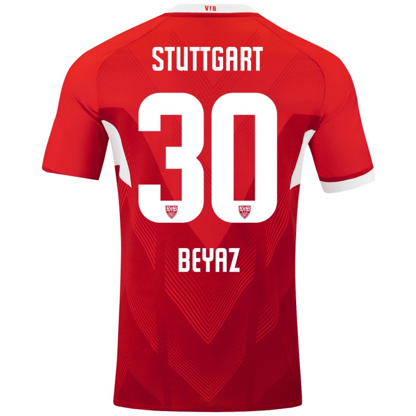 Kinder Ömer Beyaz #30 Rot Weiß Auswärtstrikot Trikot 2024/25 T-Shirt