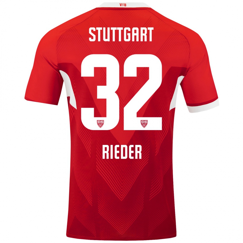 Kinder Fabian Rieder #32 Rot Weiß Auswärtstrikot Trikot 2024/25 T-Shirt